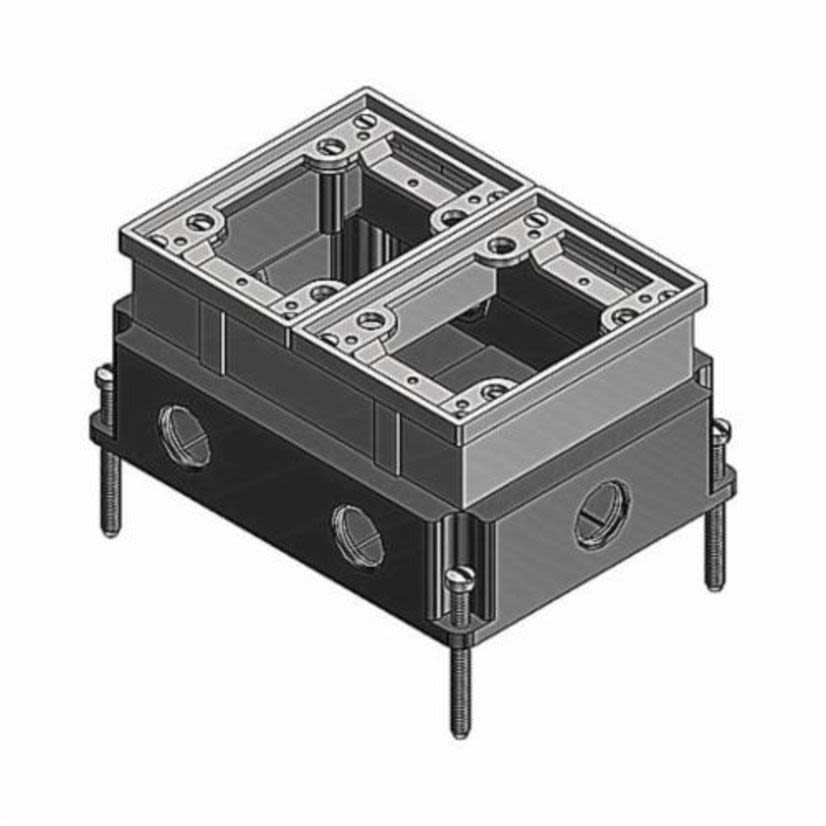 Thomas & Betts Steel City® 642-AL Fully Adjustable Flush Service Floor Box With Aluminum Trim Ring, Aluminum, 74 cu-in Capacity, 2 Gangs, 5-1/2 in L x 7 in W x 3-5/8 in H